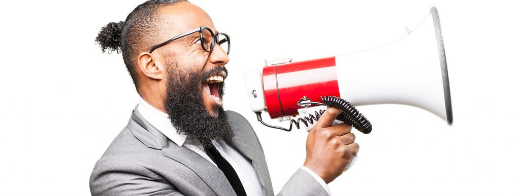 business man holding a megaphone