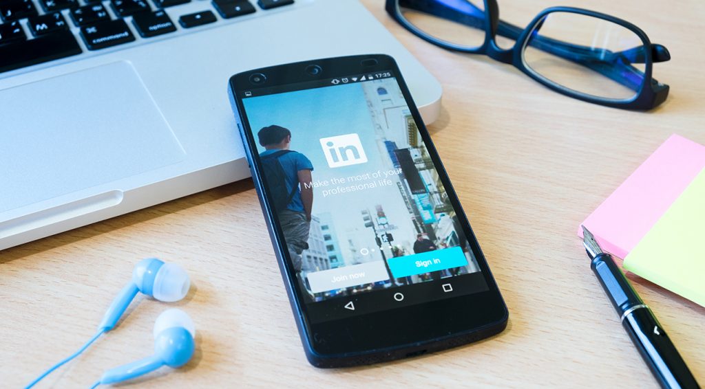 LinkedIn icon on smartphone