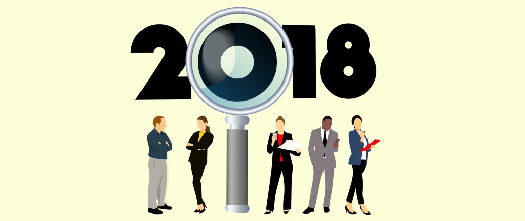 Illustration of "2018" and a magnifying glass