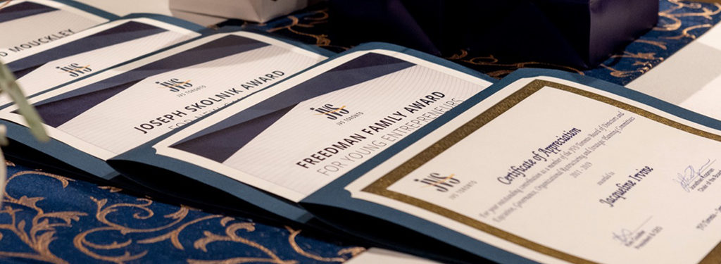 Close up of award certificates