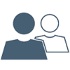Two human symbol standing shoulder to shoulder