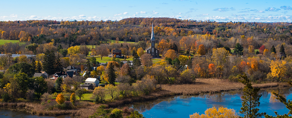 Autumn view over Westport Ontario in Canada.